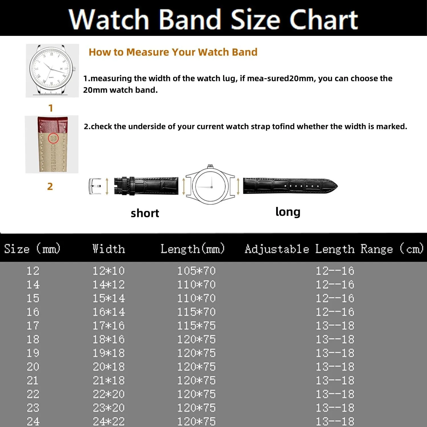 Genuine Leather Watch Bands,Quick Release Italian Alligator Grain Calfskin Genuine Leather,Business Casual Universal Watch Strap Replacement Band Strap for Men Women 12mm-24mm