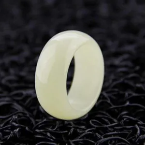 Genuine Natural White Jade Ring Men Women Jewelry Hetian Suet Jades Stone Couple Wedding Rings Gifts for Ladies (Gem Color : 10)