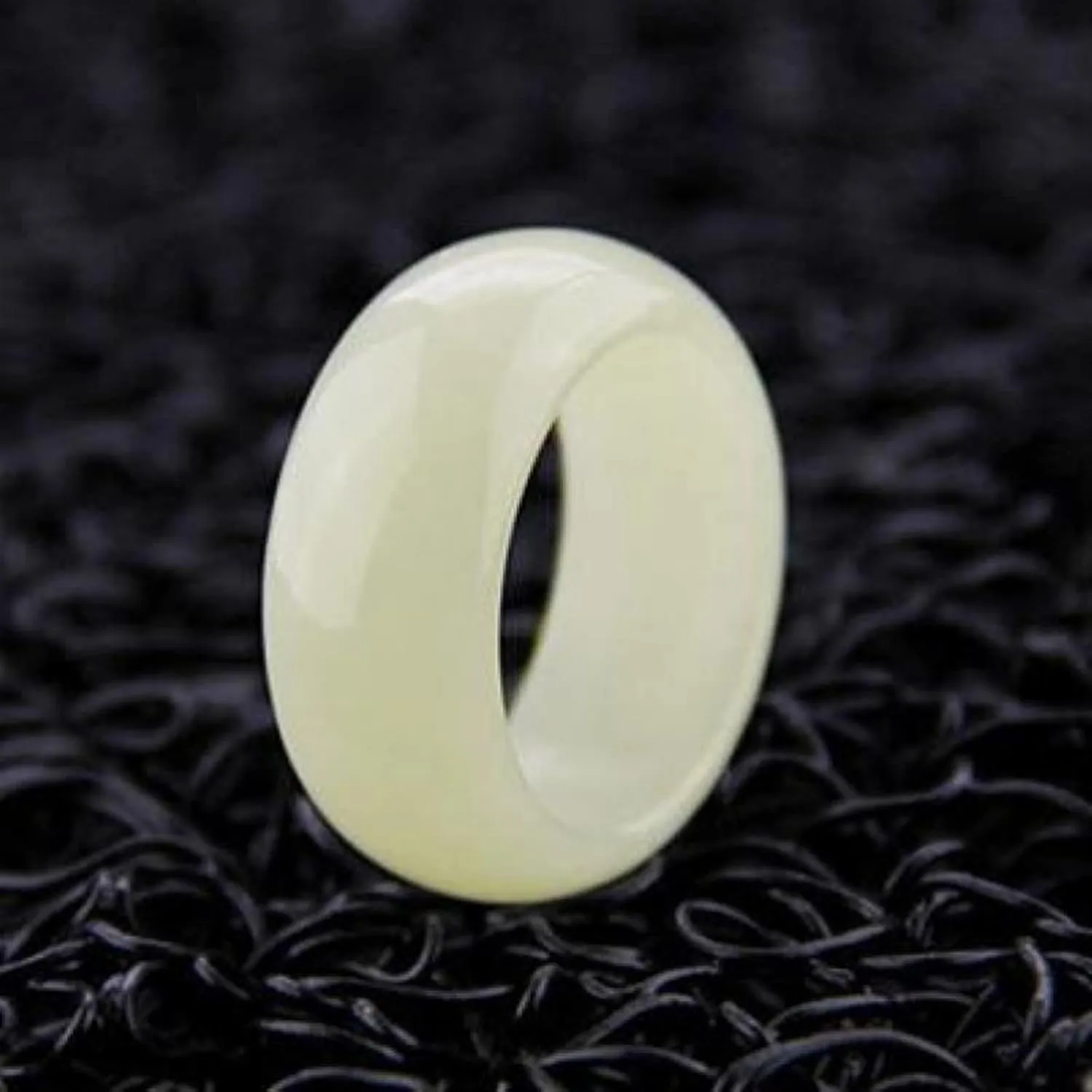 Genuine Natural White Jade Ring Men Women Jewelry Hetian Suet Jades Stone Couple Wedding Rings Gifts for Ladies (Gem Color : 10)
