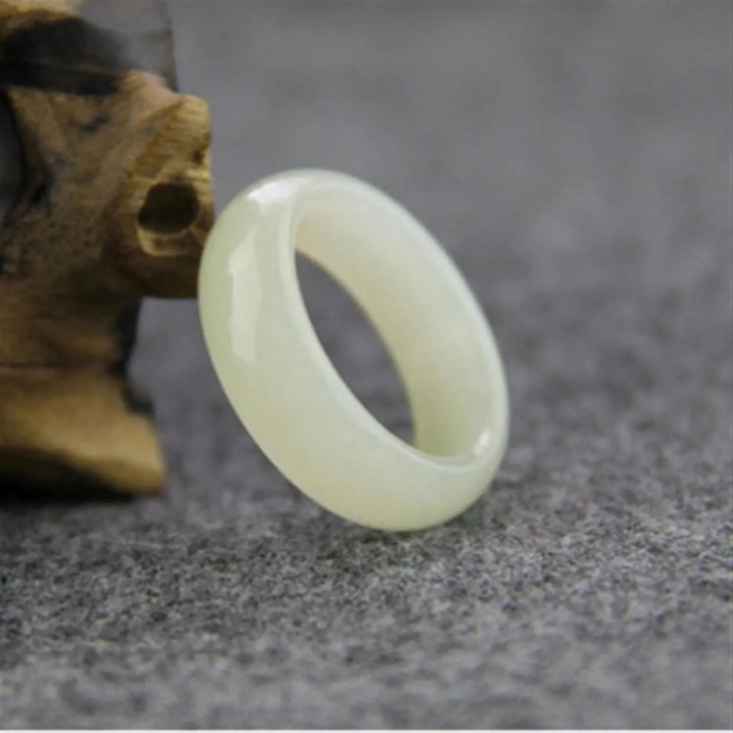 Genuine Natural White Jade Ring Men Women Jewelry Hetian Suet Jades Stone Couple Wedding Rings Gifts for Ladies (Gem Color : 10)