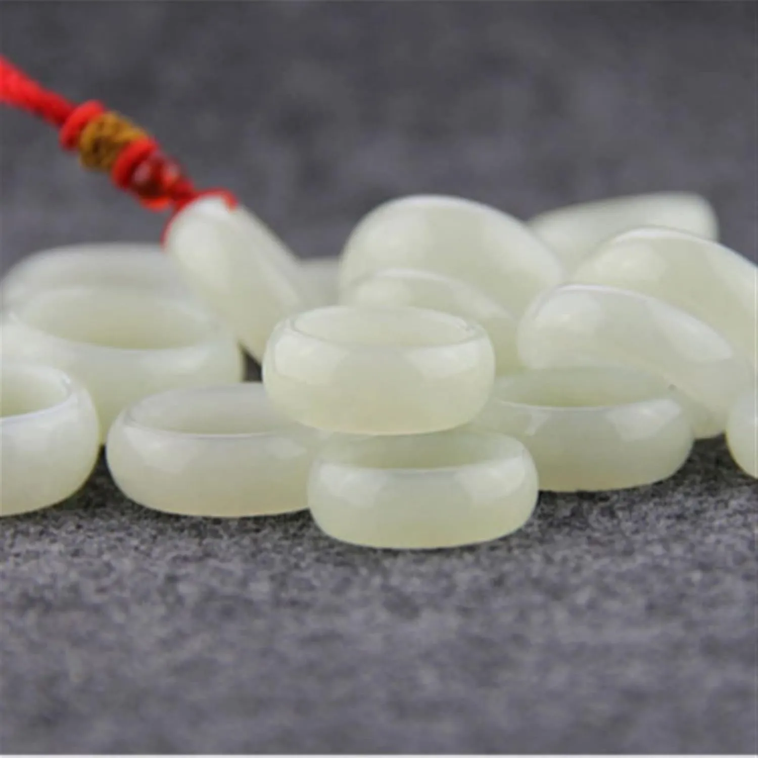 Genuine Natural White Jade Ring Men Women Jewelry Hetian Suet Jades Stone Couple Wedding Rings Gifts for Ladies (Gem Color : 10)