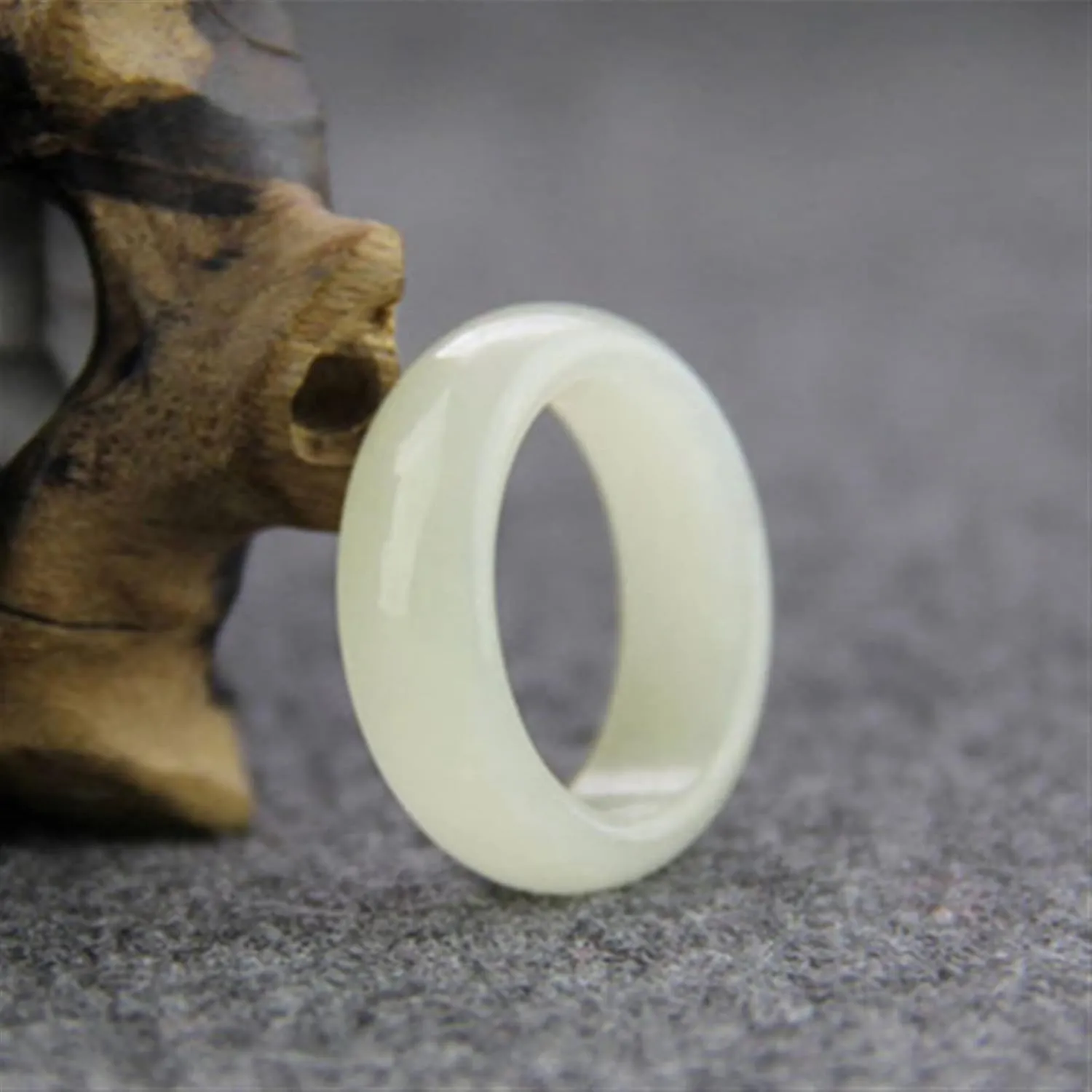 Genuine Natural White Jade Ring Men Women Jewelry Hetian Suet Jades Stone Couple Wedding Rings Gifts for Ladies (Gem Color : 10)