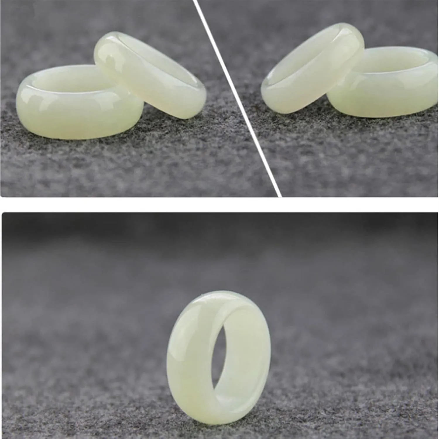 Genuine Natural White Jade Ring Men Women Jewelry Hetian Suet Jades Stone Couple Wedding Rings Gifts for Ladies (Gem Color : 10)