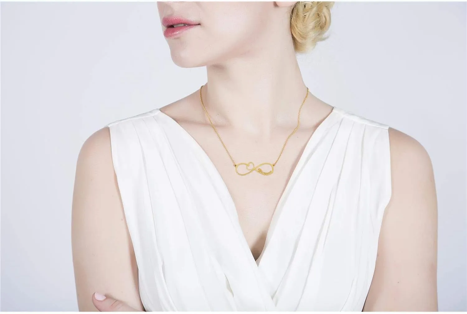 Getname Necklace Personalized Name Necklace Custom Inscribed Pendant Jewelry Heart Cut-Out Infinity Necklace with Any Name
