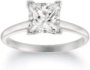 GIA Certified 1/2 Carat Princess Cut/Shape Platinum Solitaire Diamond Engagement Ring 4 Prong (F-G Color, VS1-VS2 Clarity Center Stones Center Stones)