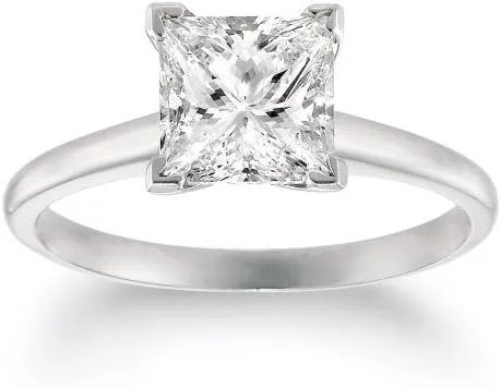 GIA Certified 1/2 Carat Princess Cut/Shape Platinum Solitaire Diamond Engagement Ring 4 Prong (F-G Color, VS1-VS2 Clarity Center Stones Center Stones)