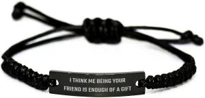 Gifts for Friend, Rope Bracelet, Unique Funny Gifts from Friends for Father's Day, Black Engraved Friendship Jewelry for Men, Sarcastic Gifts for Him