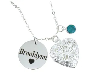 Girls Locket Necklace - Personalized Heart Locket Necklace - Name Necklace - Picture Locket - Silver - Locket Necklace - Locket Name Necklace - Custom - Birthstone - Girl Gifts - Unique
