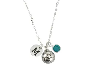 Girls Soccer Necklace - Soccer Gifts - Soccer Ball Necklace - Personalized Soccer Necklace - Initial Necklace - Soccer Jewelry - Silver - Custom - Birthstone Necklace - Unique - Soccer