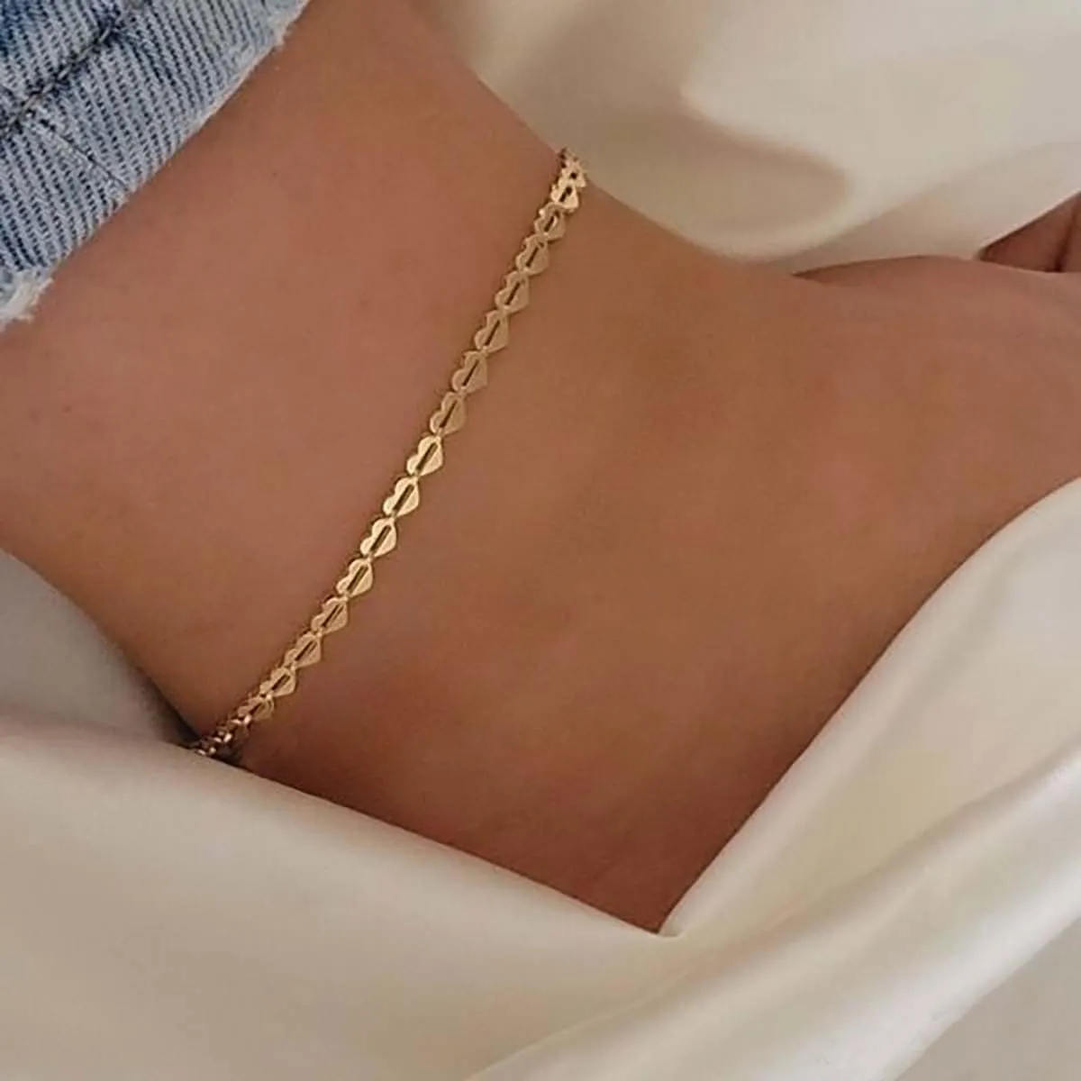 Gold Anklets for Women 14k Gold Plated Ankle Bracelets for Women Waterproof Jewelry Dainty Adjustable Ankle Bracelet CZ Butterfly Heart Herringbone Cuba Link Chain Anklets