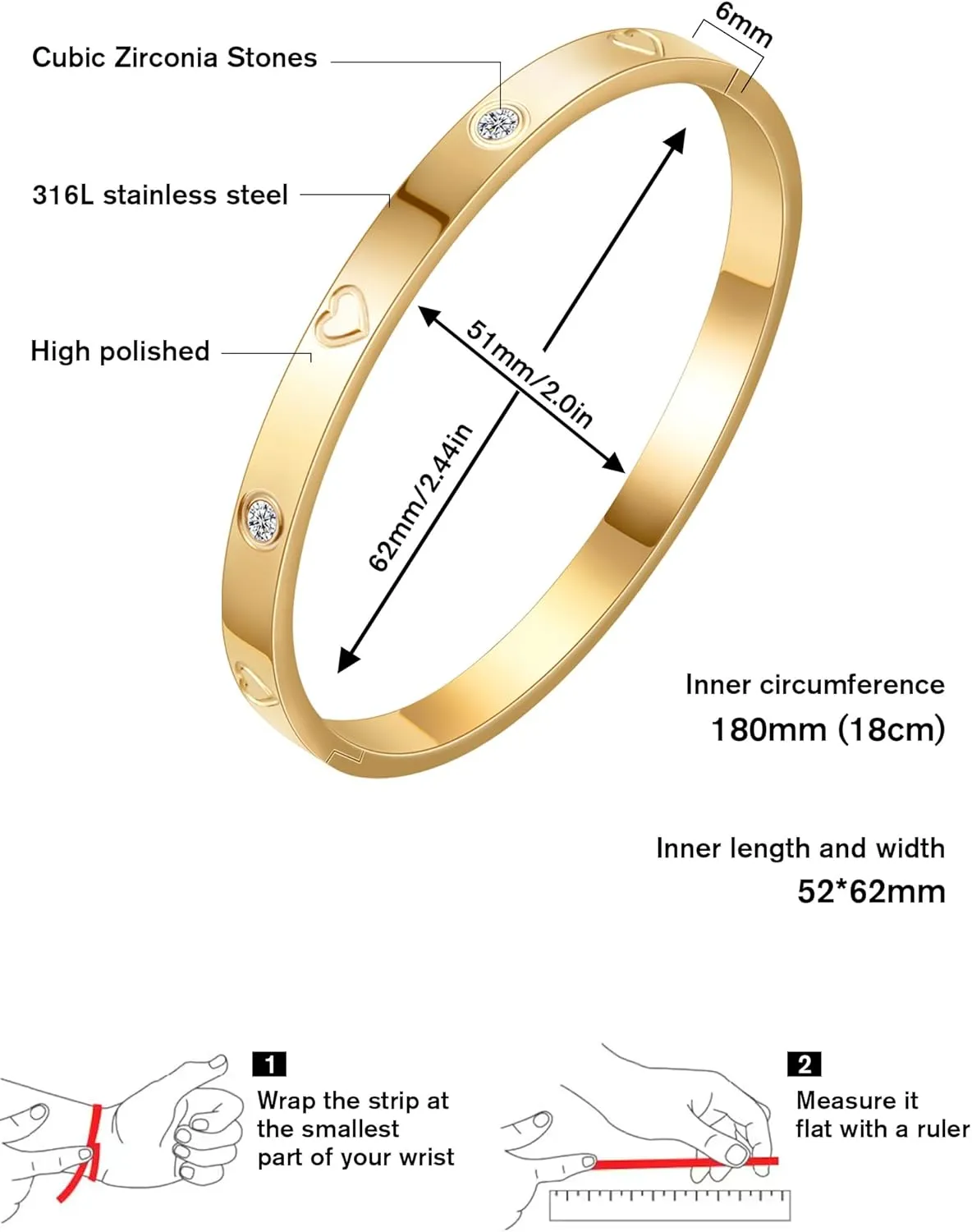 Gold Bangle Bracelets for Women 18K Gold Plated Stainless Steel Love Bangle Bracelet for Women Men