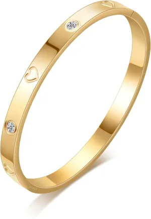 Gold Bangle Bracelets for Women 18K Gold Plated Stainless Steel Love Bangle Bracelet for Women Men