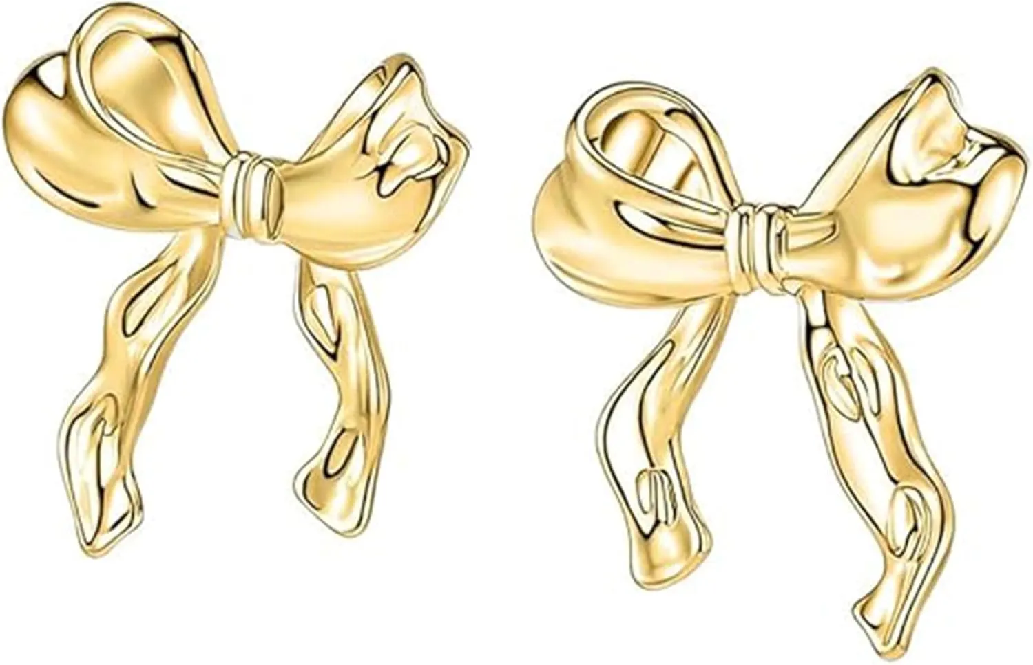 Gold Bow Stud Earrings Vintage Ribbon Stud Earrings Bow Tie Stud Earrings Jewelry Gift for Women