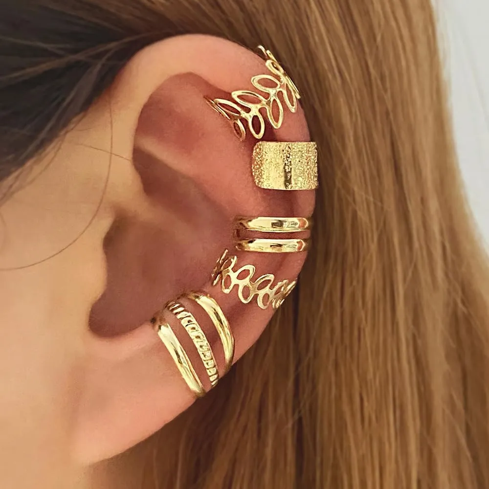 Gold Ear Cuff Earrings Set for Women Non Piercing Ear Cartilage Small Crystal Earrings Jewelry