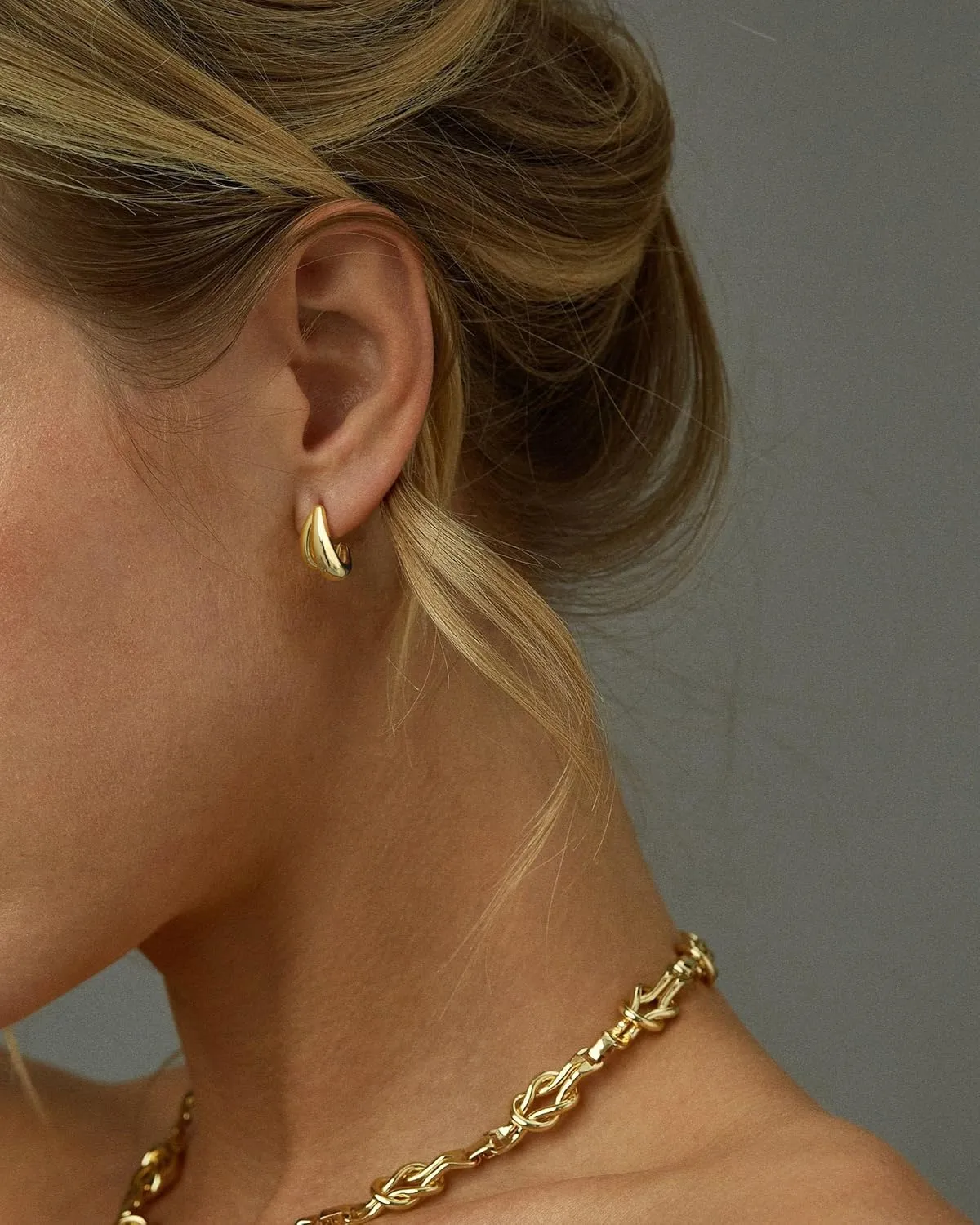 Gold Earrings for Women, Chunky 14k Gold Plated Cubic Zirconia Earrings Ear Cuff Studs Set Dainty Dangle Double Small Thick Gold Hoop Dangling Earrings Trendy Waterproof Jewelry for Women Gift
