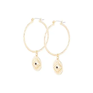 Gold Evil Eye Hoop Earring