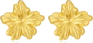 Gold Flower Stud Earrings for Women 18K Plated Gold Stud Earrings Irregular Flower Earrings Trendy Cute Jewelry