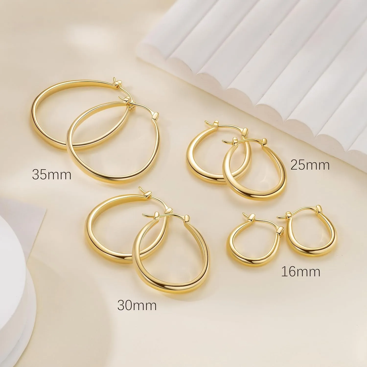 Gold Hoop Earrings 14K Gold Hoop Earrings for Women Earring U-shaped Small Hoops Earring for Women 16/25/30/35mm