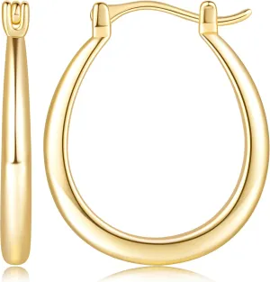 Gold Hoop Earrings 14K Gold Hoop Earrings for Women Earring U-shaped Small Hoops Earring for Women 16/25/30/35mm