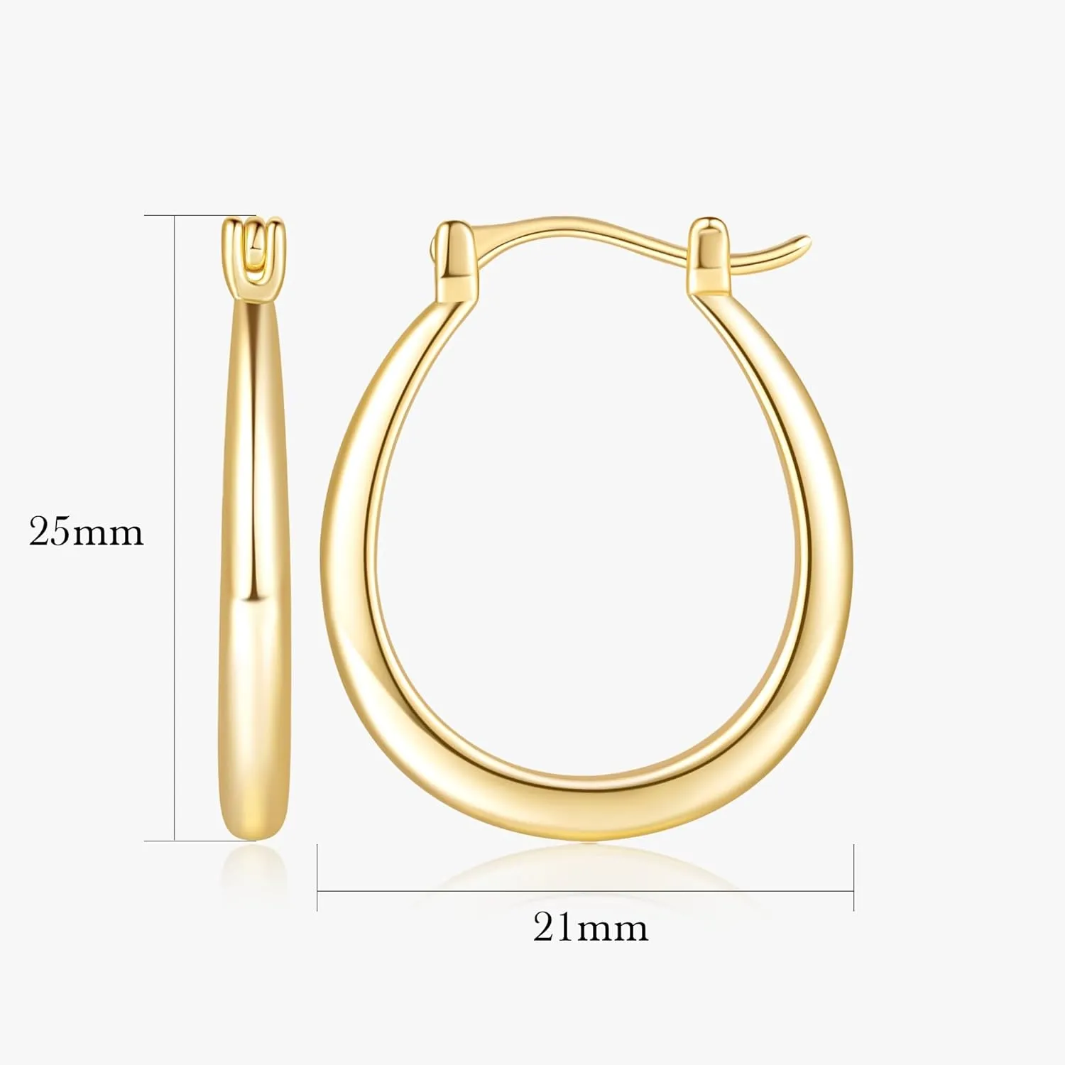 Gold Hoop Earrings 14K Gold Hoop Earrings for Women Earring U-shaped Small Hoops Earring for Women 16/25/30/35mm