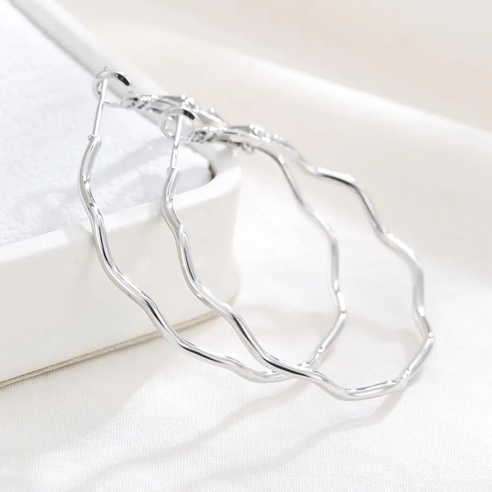 Gold Hoop Earrings for Women 925 sterling silver hoop earrings Dainty 18K Gold Plated Hoop Hypoallergenic Earrings New Large Sterling Silver Hoop Earrings for Women Gifts for Women Girls Teen