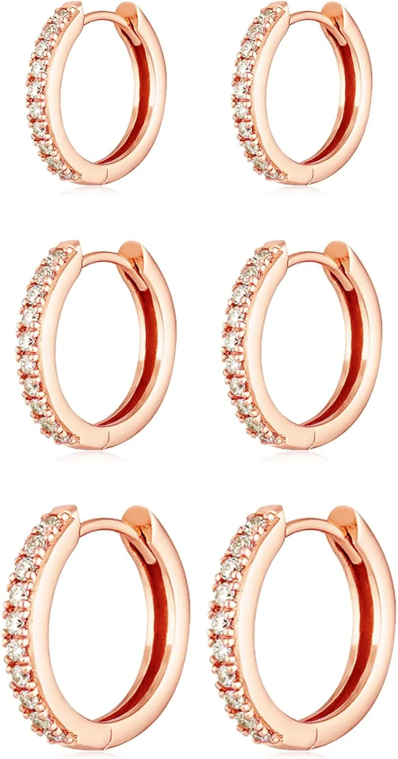 Gold Hoop Earrings Set 14k Gold Plated Huggie Hoop Earrings Hypoallergenic Jewelry Daily Earrings for Women