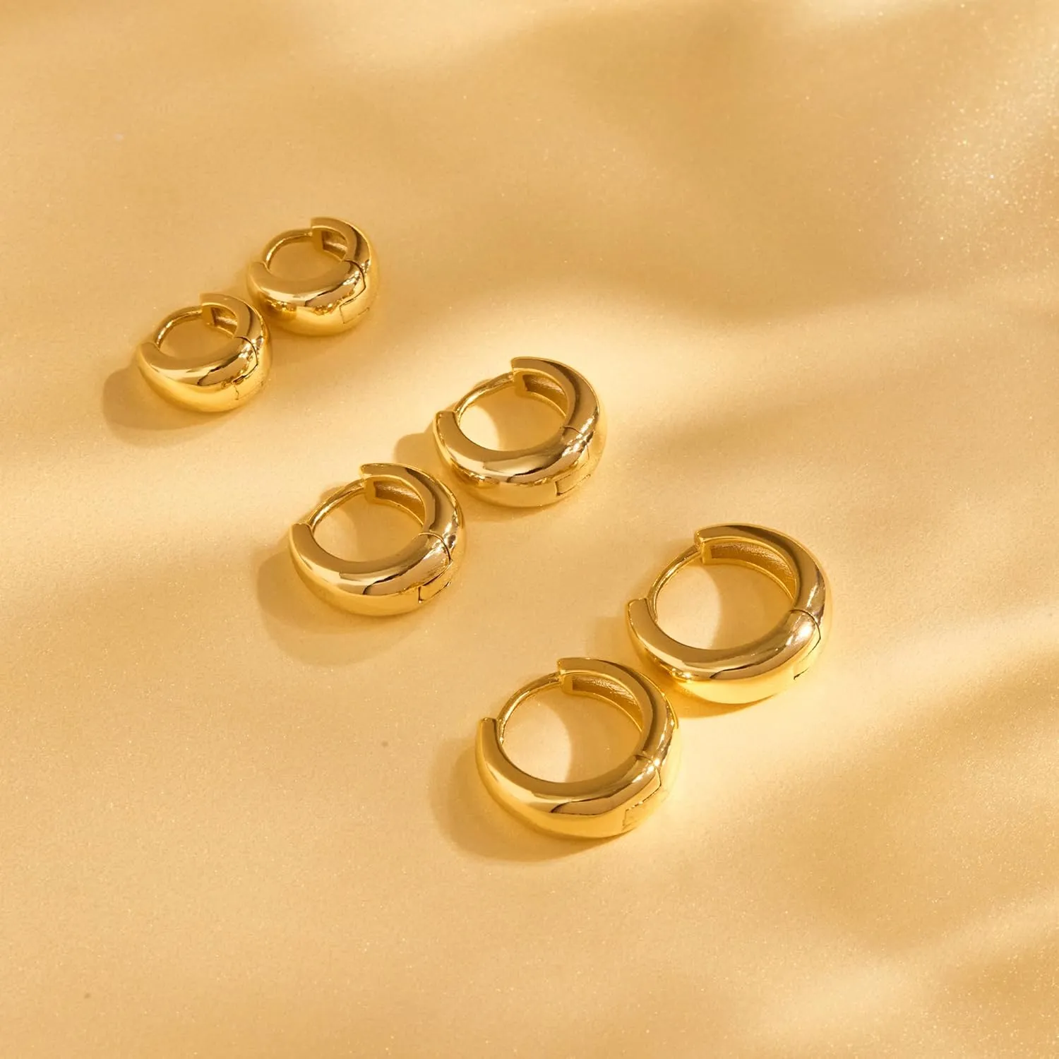 Gold Huggie Hoop Earrings Set for Women, 925 Sterling Silver Small Hoops Earring for Mulpitle Piercing Hypoallergenic Trendy Jewelry, Stack CZ Flat Back Cartilage Earings for Women's Gifts