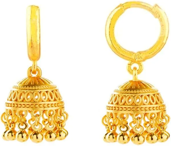 Gold Indian Jhumki Bell Hoop Vintage Statement Earrings for Women Retro Ethnic Bohemian Hollow Jhumka Round Bells Tassel Dangle Drop Earring Bollywood Traditional Boho Gypsy Huggie Hoops Jewelry Gift