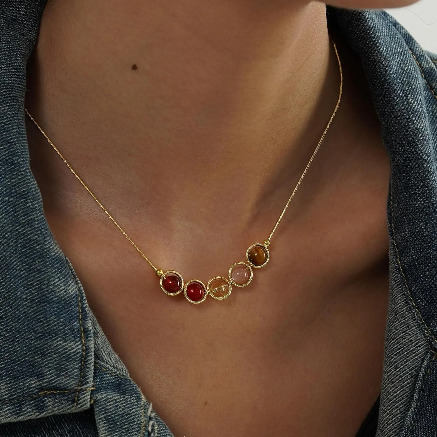 Gold Libra Zodiac Necklace for Teen Girls Birthday Gifts Hordscope Gift Natural Stone Necklaces Healing Crystal Necklace Libra Crystal Jewelry Beaded Necklaces for Women Wife Mom Gifts