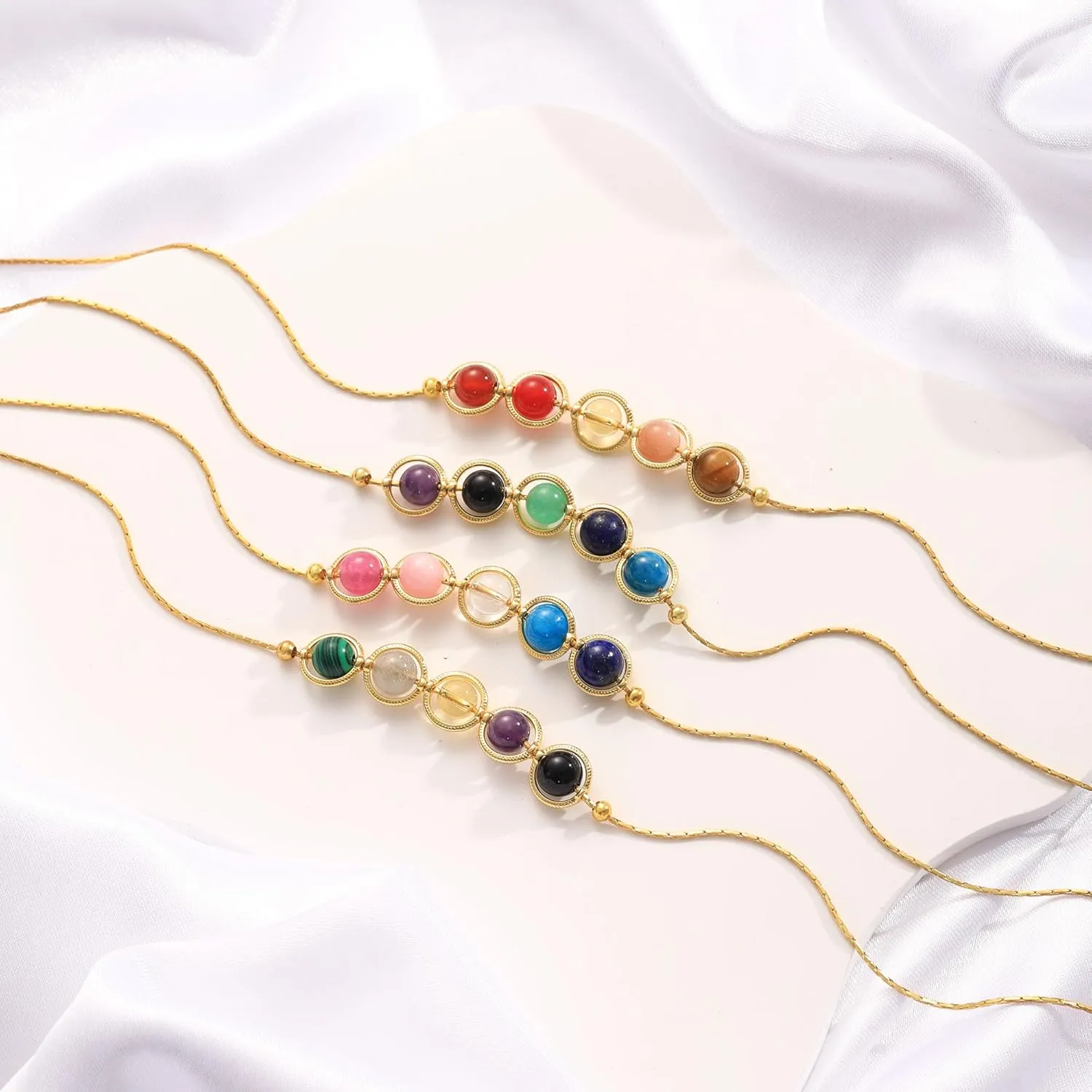 Gold Libra Zodiac Necklace for Teen Girls Birthday Gifts Hordscope Gift Natural Stone Necklaces Healing Crystal Necklace Libra Crystal Jewelry Beaded Necklaces for Women Wife Mom Gifts