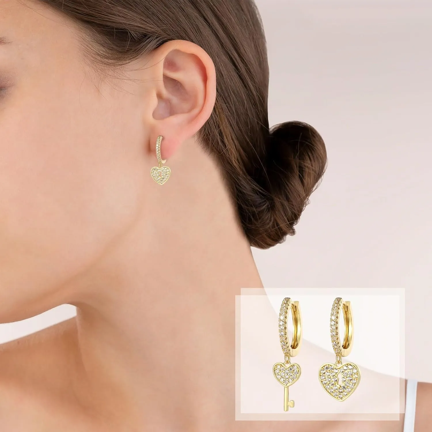 Gold Mini Cross Huggie Hoop Earrings for Women, Cross Earrings for Men Hoop Earrings Hypoallergenic Cubic Zirconia 14K Gold Plated Cartilage Gold Hoop Dangle Earrings Gift for Girls Teen