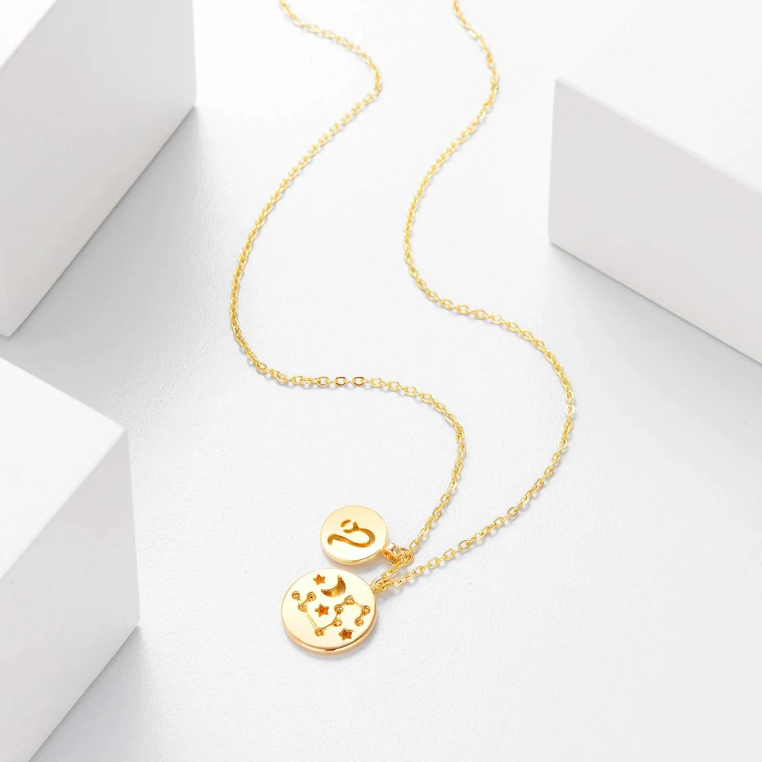 Gold Necklace for Women 18K Gold Plated Astrology Zodiac Necklace 12 Constellation Necklace Birthday Gift for Women
