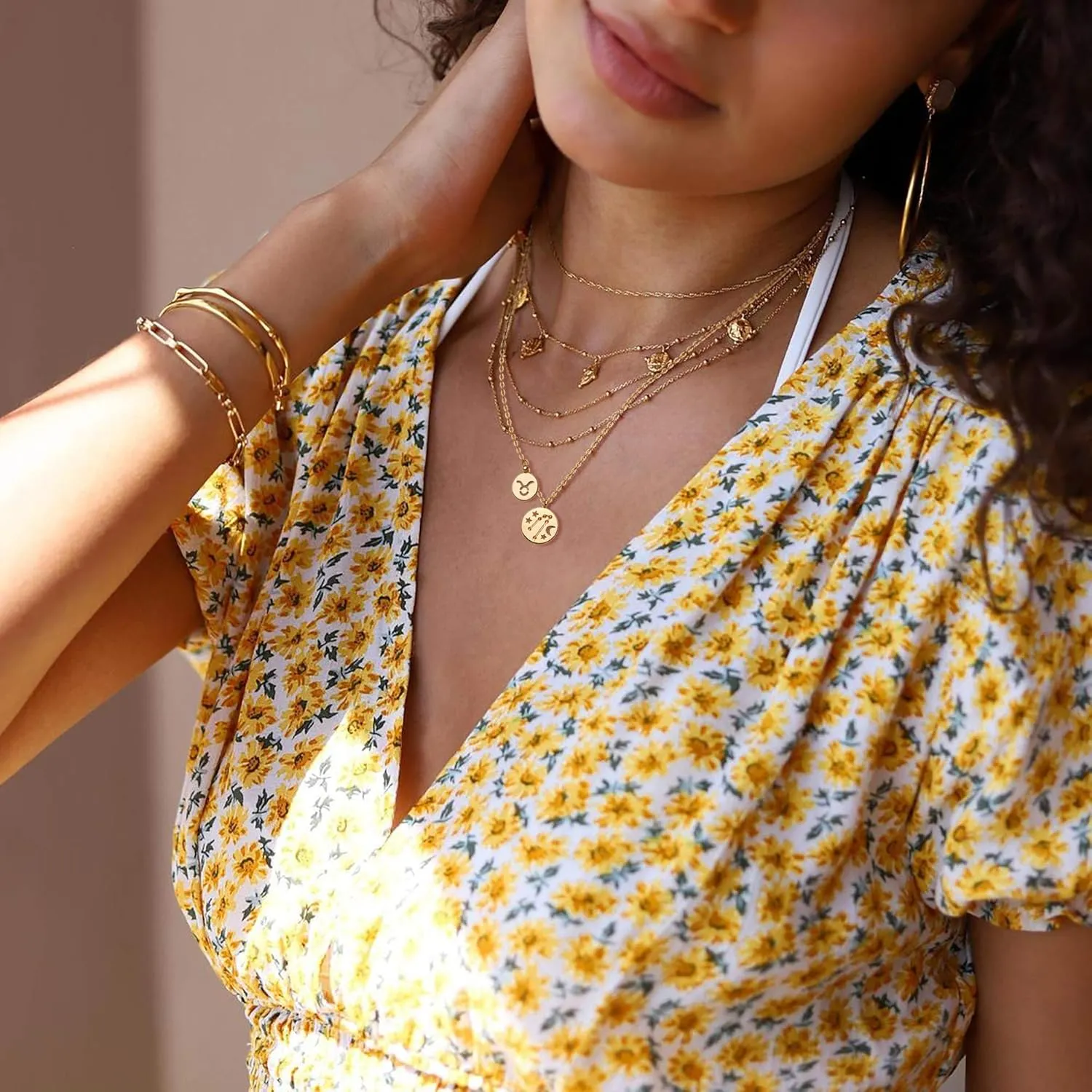 Gold Necklace for Women 18K Gold Plated Astrology Zodiac Necklace 12 Constellation Necklace Birthday Gift for Women