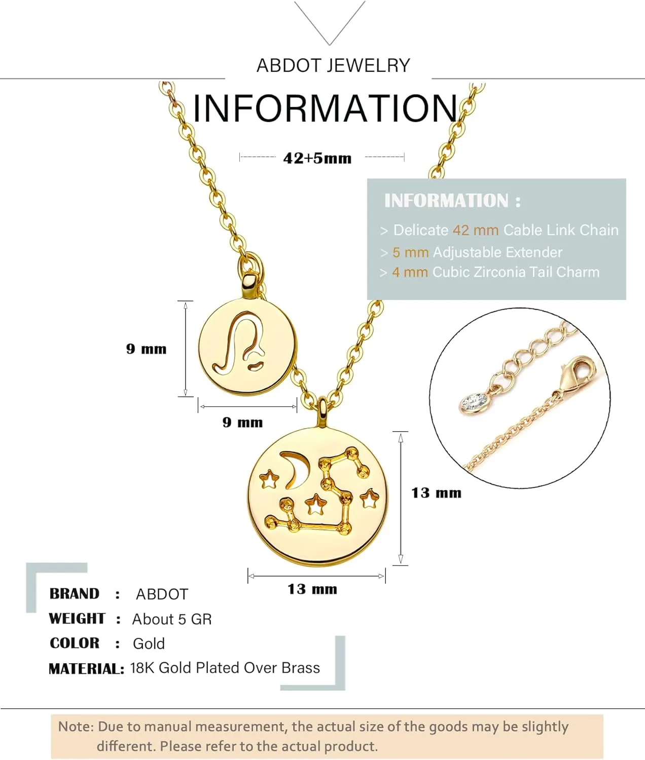 Gold Necklace for Women 18K Gold Plated Astrology Zodiac Necklace 12 Constellation Necklace Birthday Gift for Women