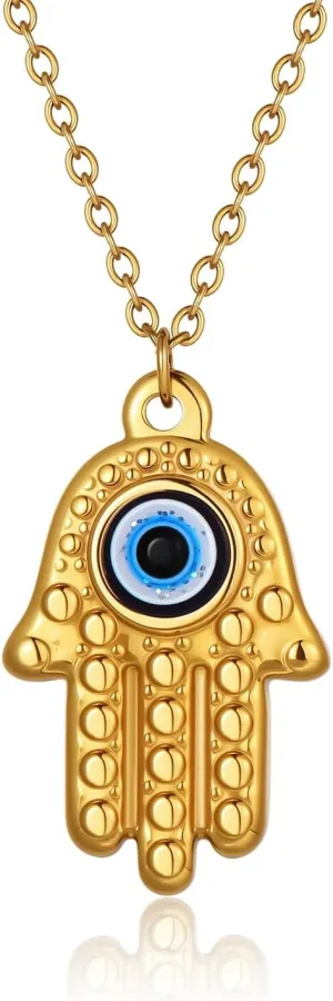 Gold Pendant Necklaces for Women  Evil Eye, Hamsa Hand & Cross Charms  18K Gold Plated Jewelry, Spiritual Protection, Minimalist Gifts for Her
