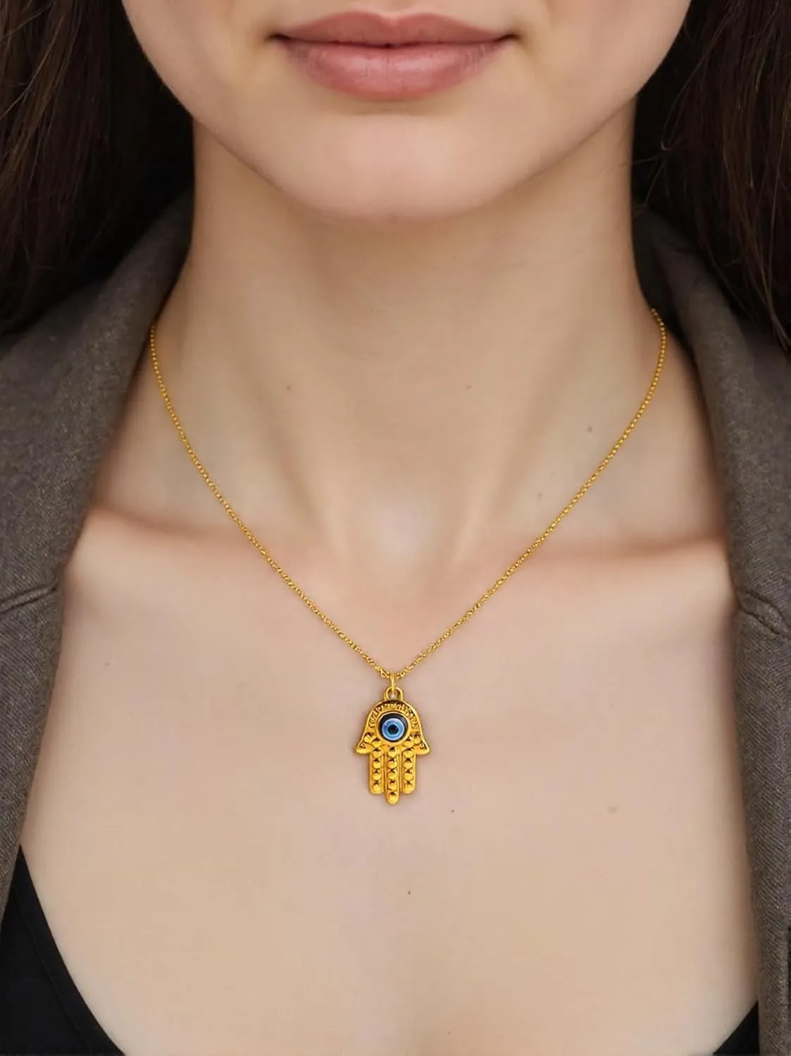 Gold Pendant Necklaces for Women  Evil Eye, Hamsa Hand & Cross Charms  18K Gold Plated Jewelry, Spiritual Protection, Minimalist Gifts for Her