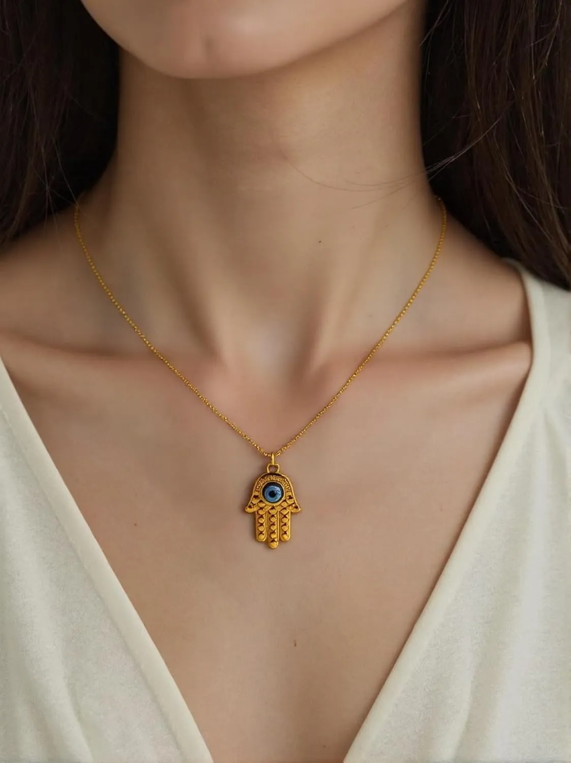 Gold Pendant Necklaces for Women  Evil Eye, Hamsa Hand & Cross Charms  18K Gold Plated Jewelry, Spiritual Protection, Minimalist Gifts for Her
