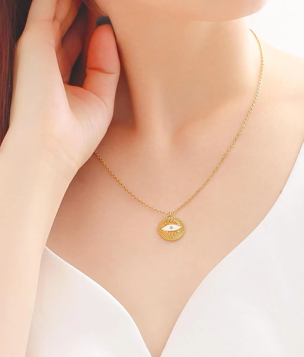 Gold Pendant Necklaces for Women  Evil Eye, Hamsa Hand & Cross Charms  18K Gold Plated Jewelry, Spiritual Protection, Minimalist Gifts for Her