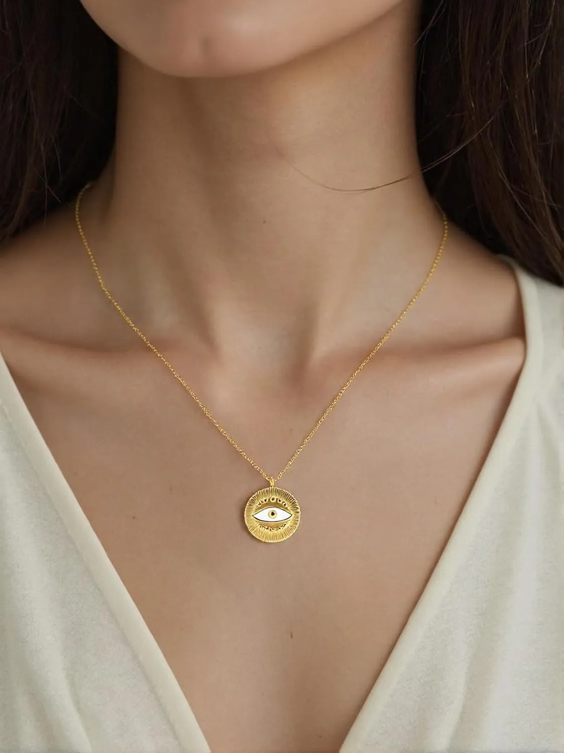 Gold Pendant Necklaces for Women  Evil Eye, Hamsa Hand & Cross Charms  18K Gold Plated Jewelry, Spiritual Protection, Minimalist Gifts for Her