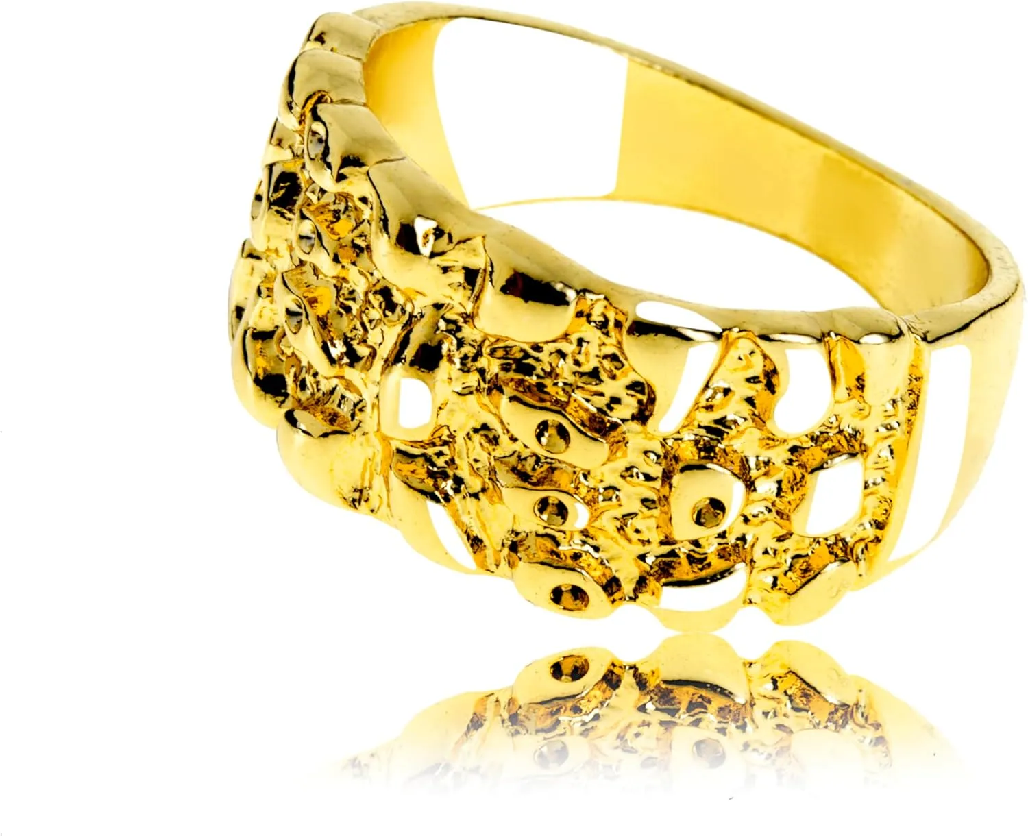 Gold pinky Rng for Men Gold nugget ring 14k Nugget Ring for Men hip Hop Jewelry 80s Hip Hop