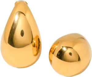 Gold Plated Stainless Steel Teardrop Ear Cuff, Water Drop Design