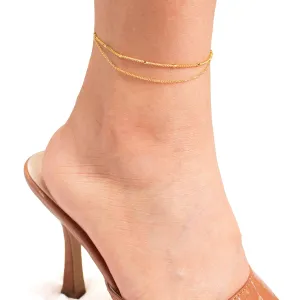 Gold Simple Double Chain Anklets Personalized Initial Coin Anklet for a Touch of Elegance