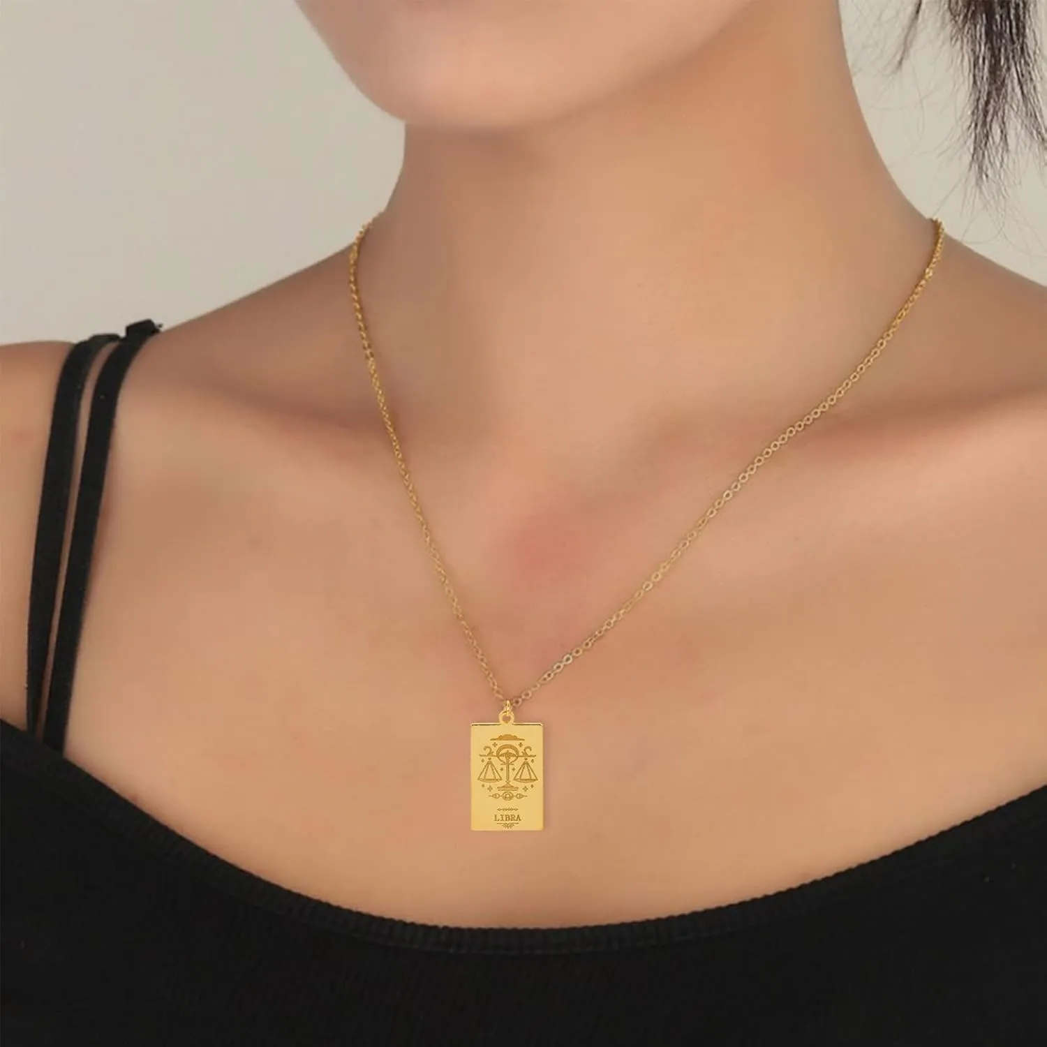 Gold Zodiac Necklace for Women Tarot Cards Zodiac Sign Necklace 12 Constellation Pendant Necklace for Women Men