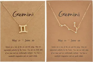 Gold Zodiac Necklace for Women Tarot Cards Zodiac Sign Necklace 12 Constellation Pendant Necklace for Women Men
