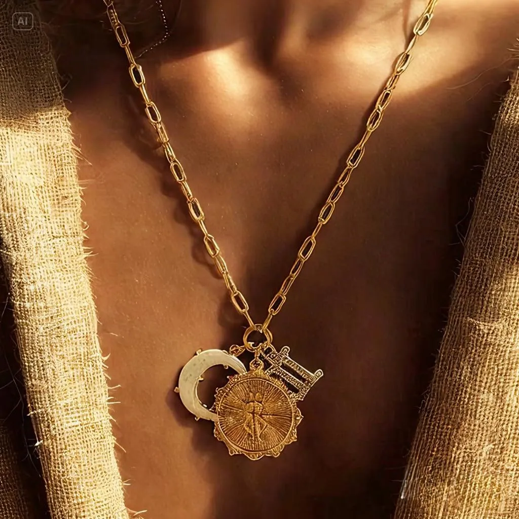 Gold Zodiac Necklaces for Women, Pieces Zodiac Gifts with Opal Crescent Moon and Coin Charm,Astrology Jewelry,Constellation Horoscope Necklace, Trendy Sign Gifts for Birthday,Chrismas