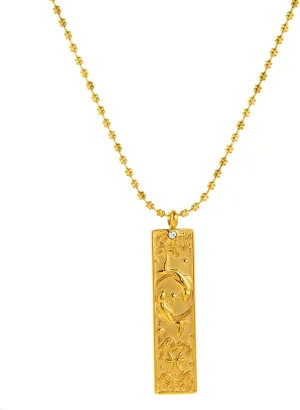 Gold Zodiac Sign Tarot Card Necklace for Women Men Vintage Totem Pole Charm 12 Constellation Pendant Necklaces Trendy Astrology Horoscope Unisex Jewelry Birthday Gift