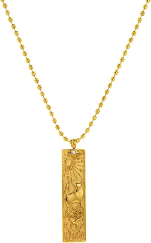 Gold Zodiac Sign Tarot Card Necklace for Women Men Vintage Totem Pole Charm 12 Constellation Pendant Necklaces Trendy Astrology Horoscope Unisex Jewelry Birthday Gift