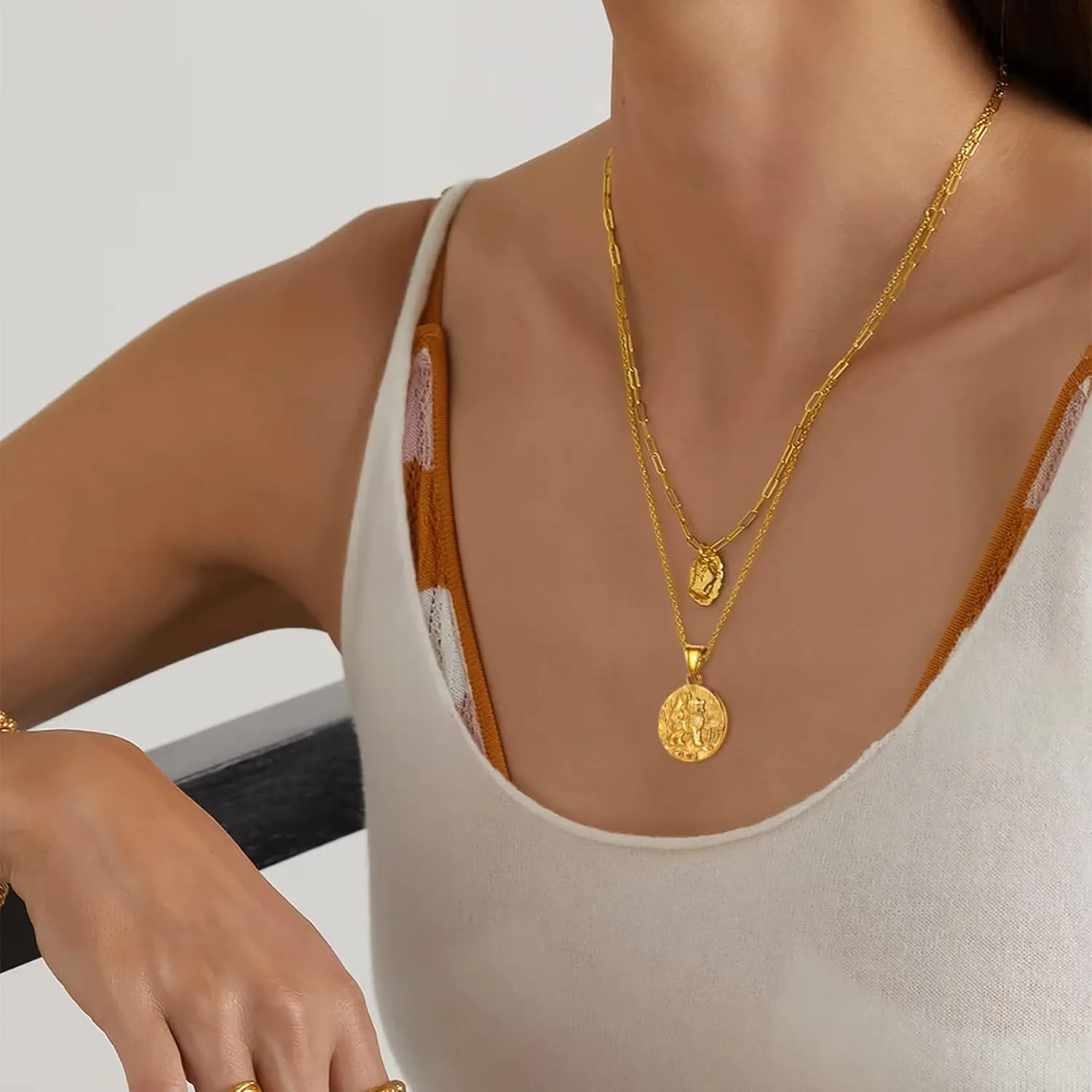 GOLDCHIC JEWELRY Chinese Zodiac Coin Necklace, Gold Round Disc Handmade Animal Pendant Amulet Lucky Charm Necklaces for Women/Girl, Birthday Gift (with Gift Box)