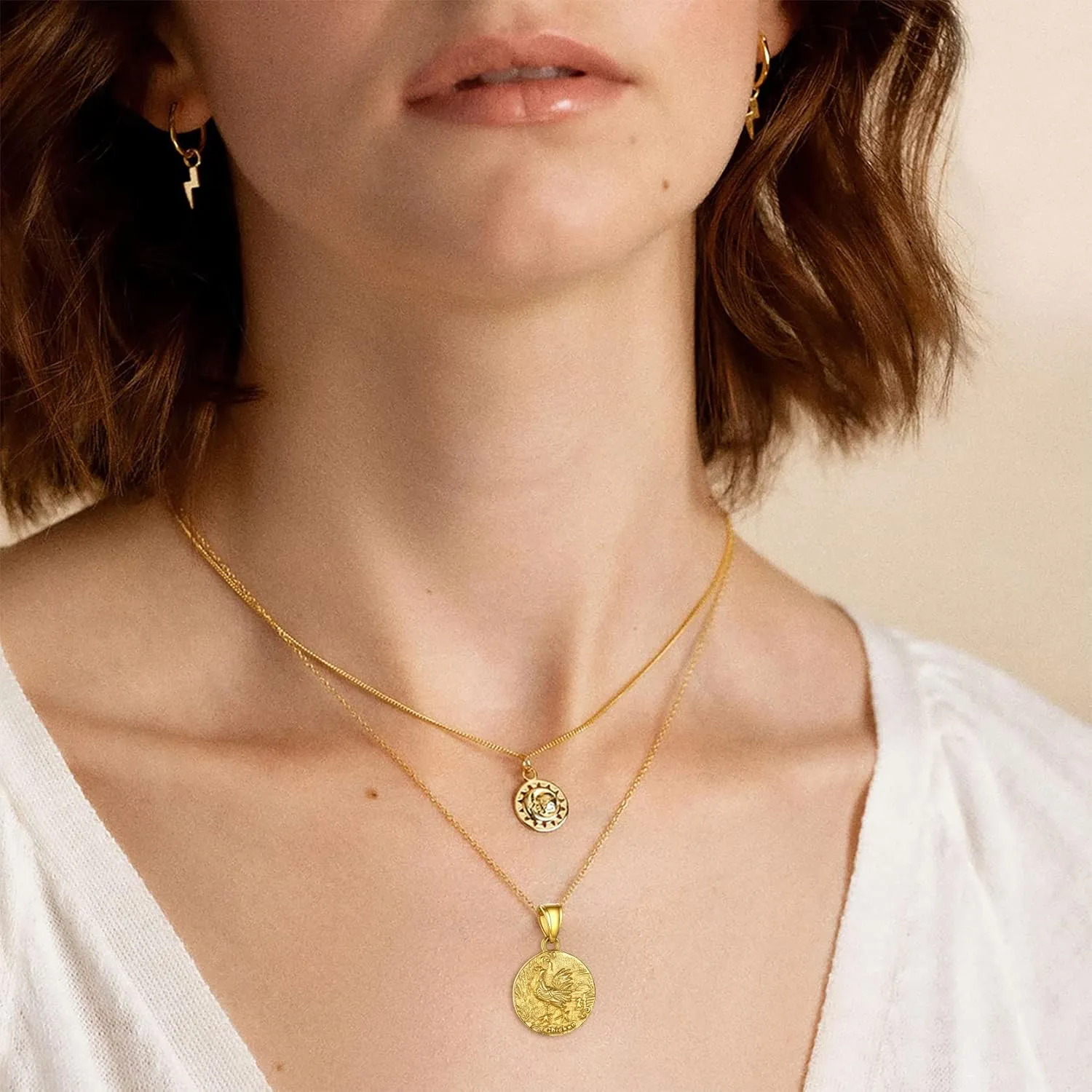 GOLDCHIC JEWELRY Chinese Zodiac Coin Necklace, Gold Round Disc Handmade Animal Pendant Amulet Lucky Charm Necklaces for Women/Girl, Birthday Gift (with Gift Box)