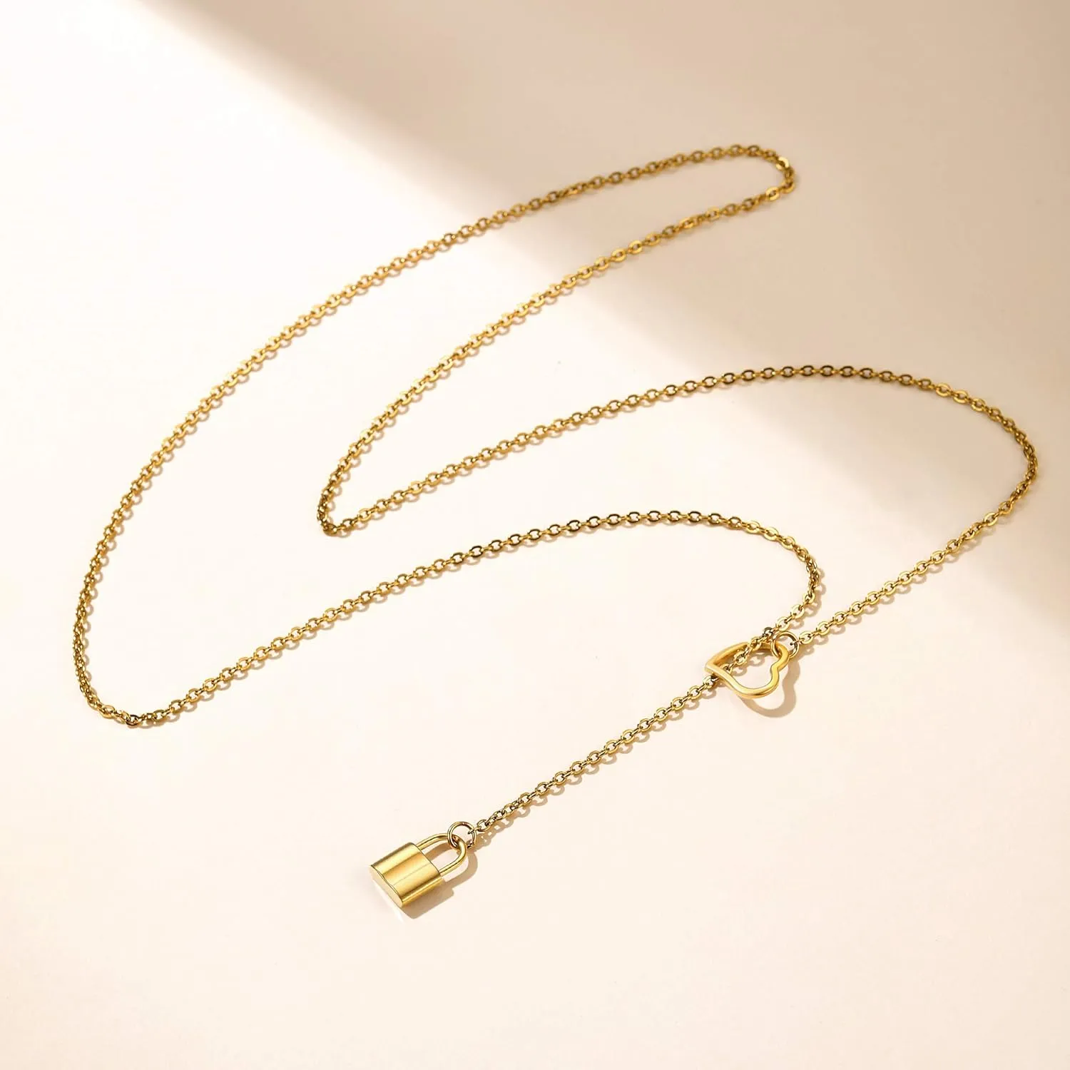 GOLDCHIC JEWELRY Dainty Y Necklace For Women, Gold Layered Choker Lariat Necklaces, Looped Long Lariat Y Bar/Lock/Peal/Star/Rose Chain Personalized Minimalist Gifts for Women